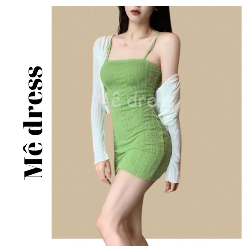 Váy 2 dây body, đầm 2 dây body dệt kim Mê dress (không kèm cardigan) MSP019