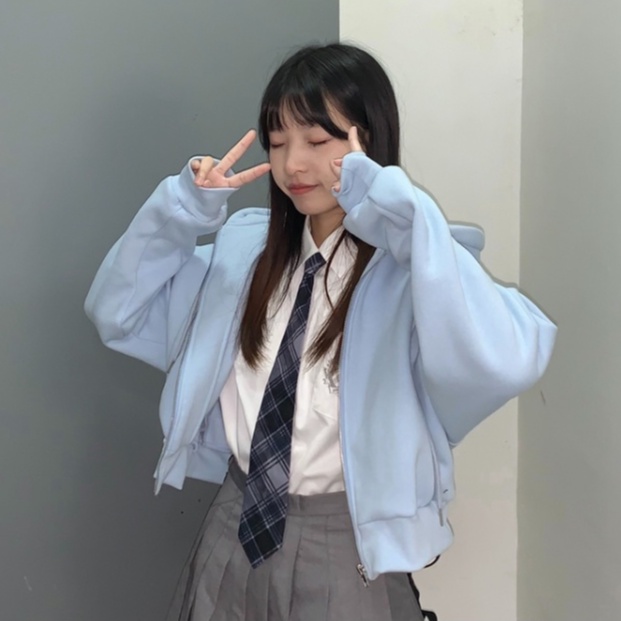 Áo Khoác cardigan Ngắn Dày Dặn Có Khóa Kéo Dáng Rộng Phong Cách Âu Mỹ Thời Trang Cho Nữ