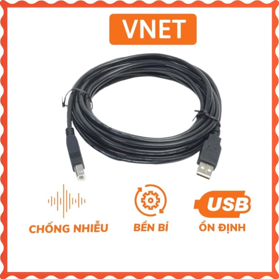 Dây cáp máy in 1M / 1.5M / 3M / 5M ĐEN chống nhiễu cao cấp chuẩn usb 2.0 mới 100% chất liệu nhựa tốt VNET-DMI03  - SPANA