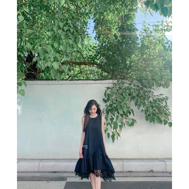 Váy Mullet chân ren dáng dài phom suông basic