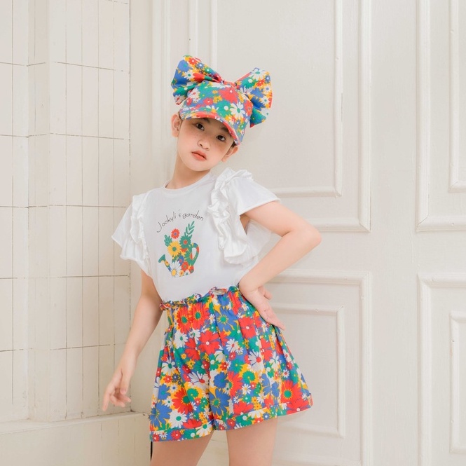 Đồ bộ bé gái thiết kế Jookyli cộc tay kèm quần hoa Lolita 94G0966