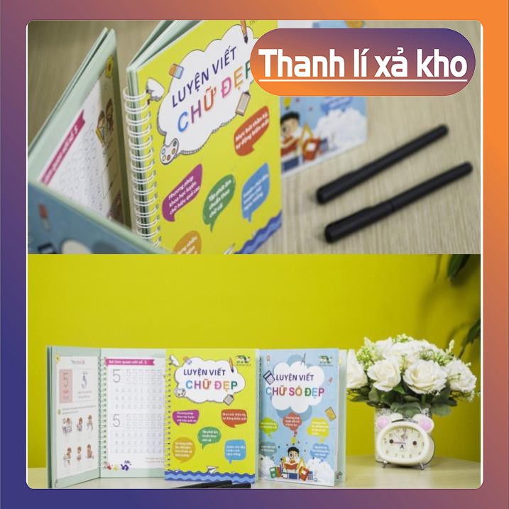 Bộ 3 Vở Viết Thần Kỳ, Tự Xóa Sau 30 phút, Tặng Kèm 2 Bút 8 Ngòi Bút