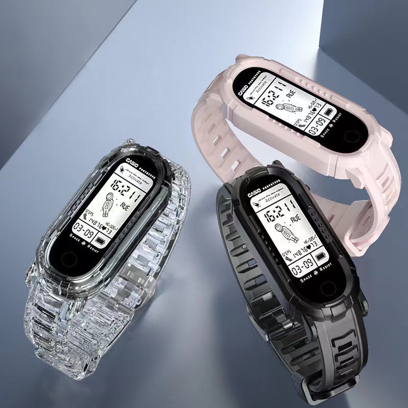 Dây Đeo Thay Thế Chất Liệu Silicon Màu Trơn Cho Xiaomi Mi Band 7 6 5 4 3 Xiaomi Band