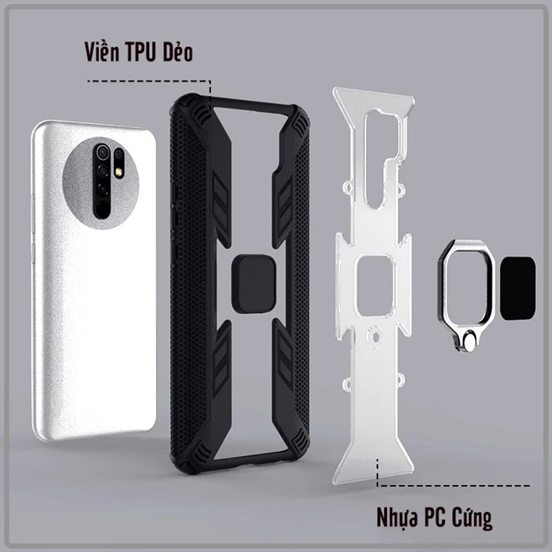 Ốp lưng cho Xiaomi Redmi 9 iRON - MAN IRING TRONG SUỐT Nhựa PC cứng viền dẻo chống sốc