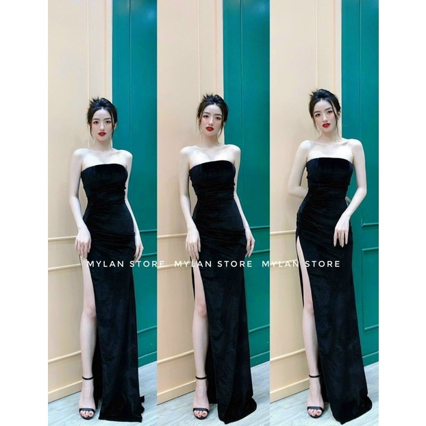 ĐẦM THIẾT KẾ MYLAN STORE ĐEN CHẤT NHUNG CAO CẤP MỀM MƯỚT