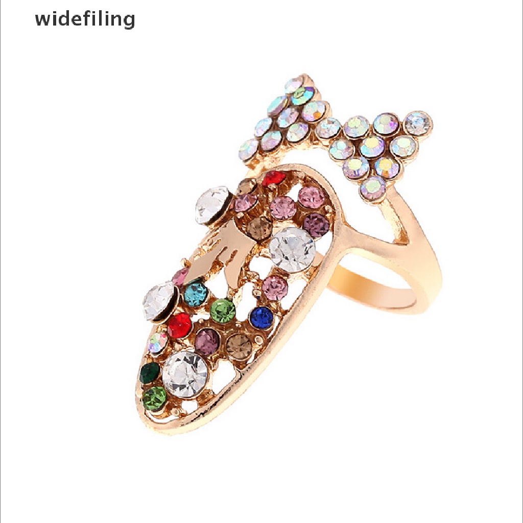 Nhẫn Đính Pha Lê Hình Nơ / Vương Miện Trang Trí Móng Tay Xinh Xắn Cho Nữ