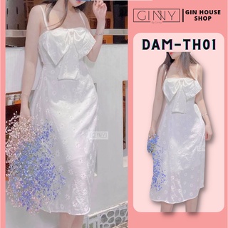 Đầm hoa cúc trắng th-01| váy trắng nữ| váy hai dây hoa cúc | ginhouse shop