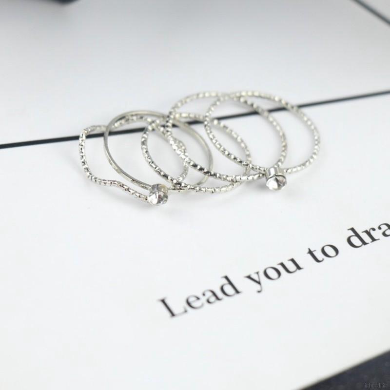 Set 5 nhẫn khớp ngón tay đính đá xinh xắn cho nữ