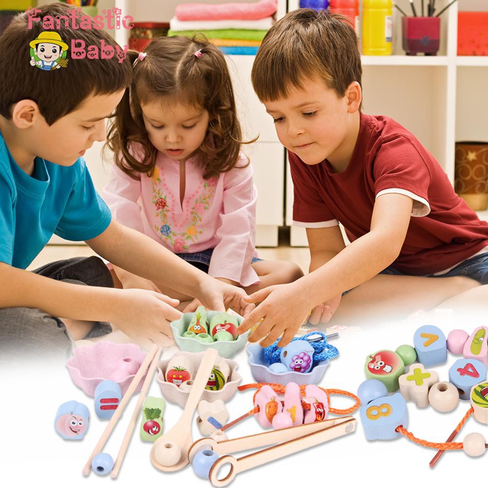 ♥Fbaby♥Kids Wooden Puzzle Beads Game Training Concentration Early Education Toys