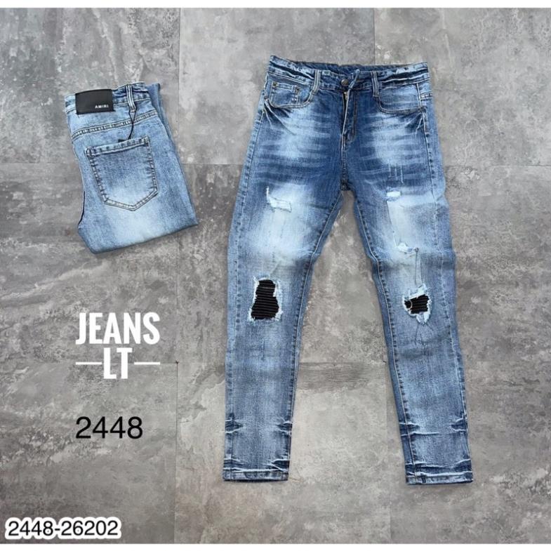 [Ảnh Thật] Quần Jeans Nam Ami Vá Da Cao Cấp - Quần Bò Nam Vá Gối Màu Đỏ