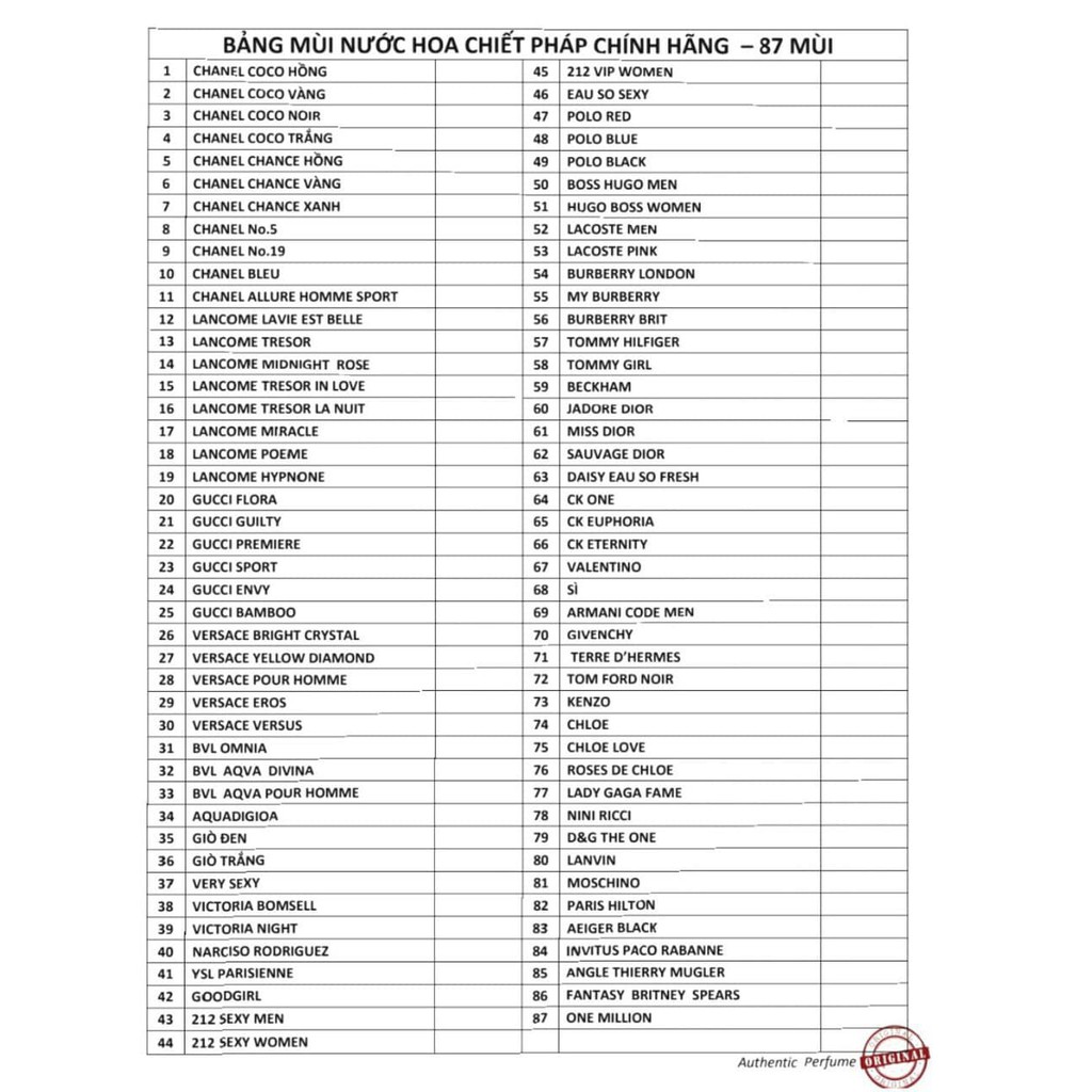 NƯỚC HOA MINI NỮ CHIẾT MÙI 73 | BigBuy360 - bigbuy360.vn