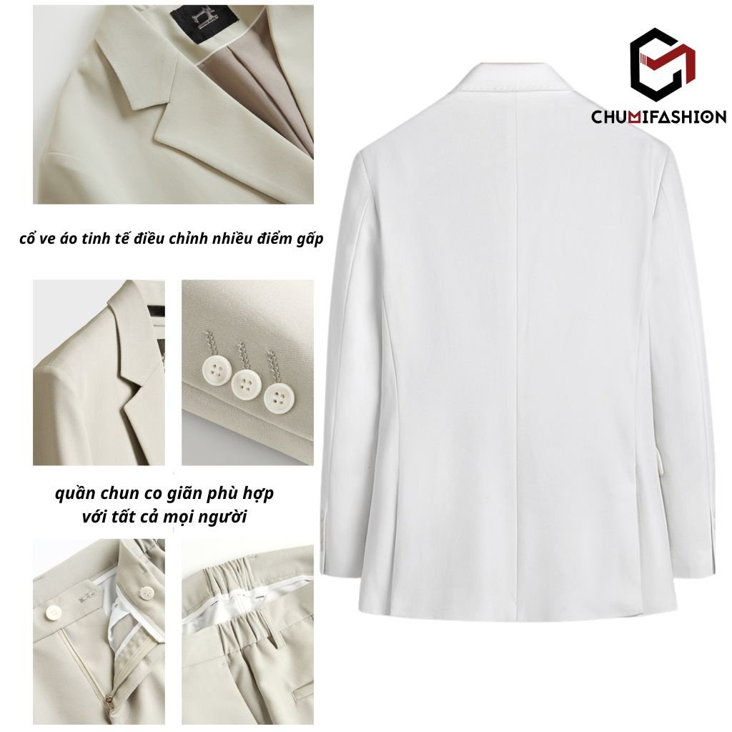 Set Blazer Nam CHUMI Bộ Vest Nam Gồm Áo Vest Và Quần Âu Lịch Lãm Sang Trọng Thời Trang Hàn Quốc AD012