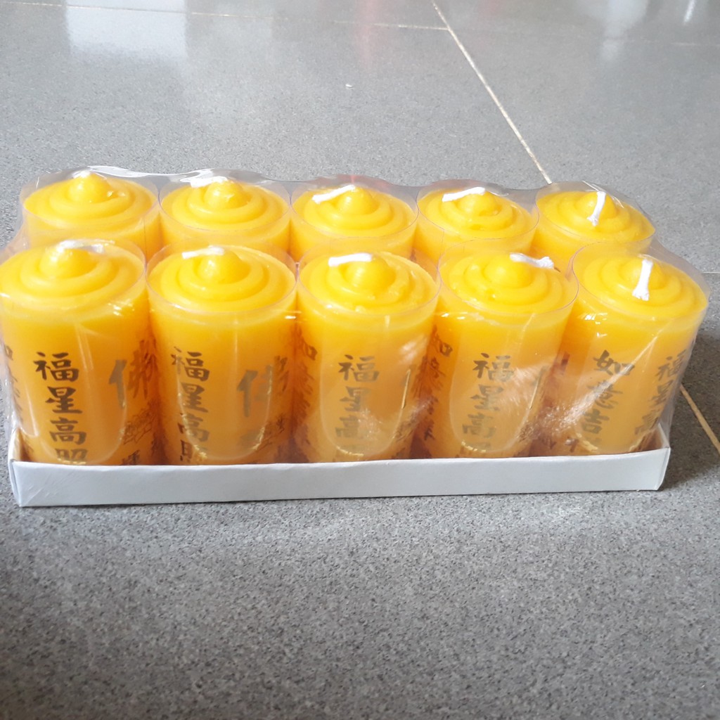 Đèn Cầy Pháo Loại Lớn Cháy Lâu Trụ Tròn 9x22x9 cm Đồ Thờ Cúng Thiên Lộc - Hộp 5 Cặp