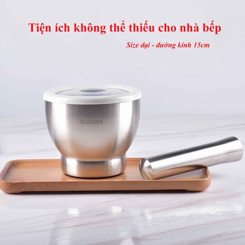 Bộ cối chày Inox 304 - có 3 Size để Quý Khách dễ lựa chọn, siêu bền, tiện lợi