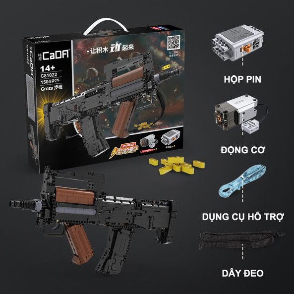 Đồ Chơi Lắp Ráp Kiểu LEGO PUBG  Mô Hình GROZA CaDA C81022 Với 1504 Mảnh Ghép - Sử Dụng Động Cơ Chạy Bằng Pin