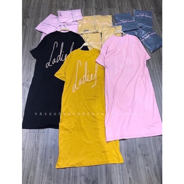 Đầm Suông in chữ Ema . thiết kế trẻ trung , Vải coton cực mát