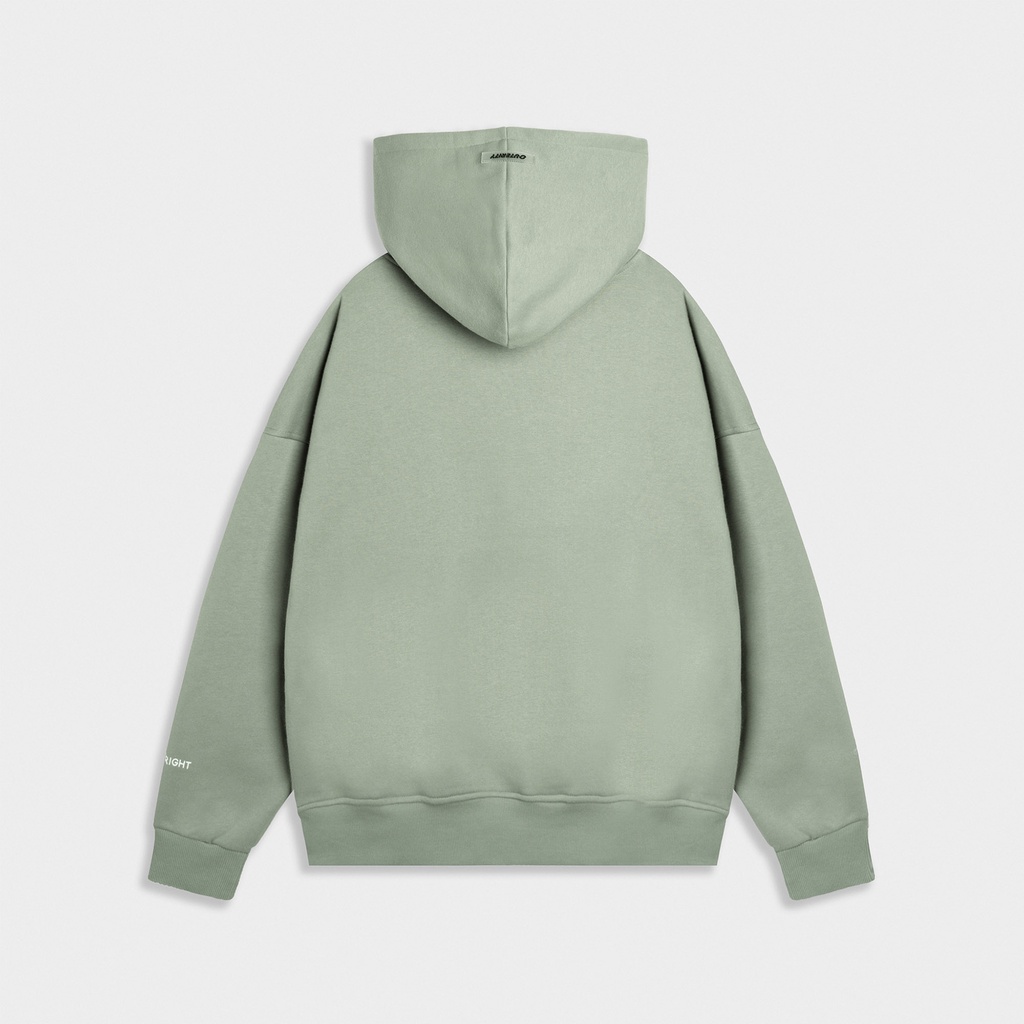 Áo Khoác Hoodie Zip Outerity Mini Signature/ Màu xám xanh / Nỉ Bông ORP407