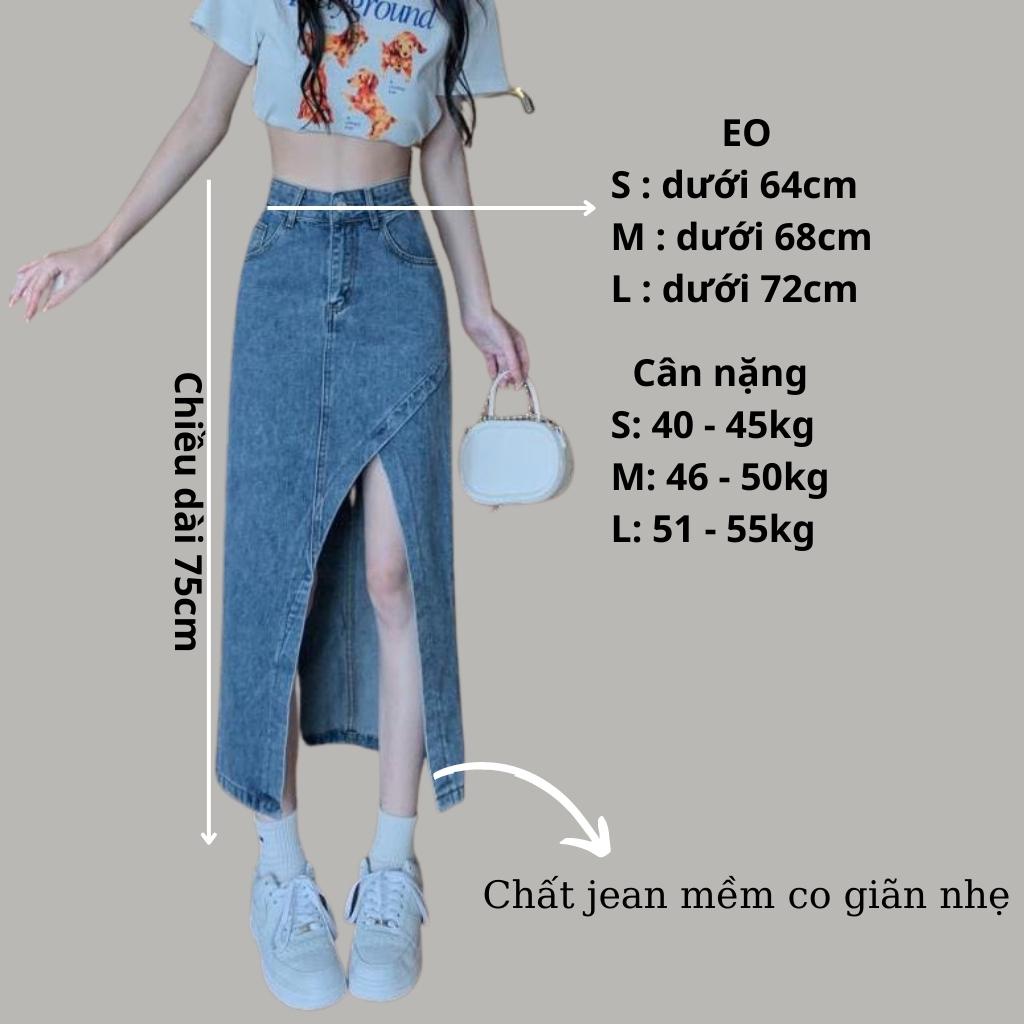 Chân Váy Jean Dài Chéo Tà Siêu Hot