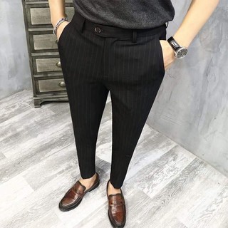Quần âu nam kẻ sọc - phong cách hàn quốc ( màu đen + trắng ) - mặc bao đẹp