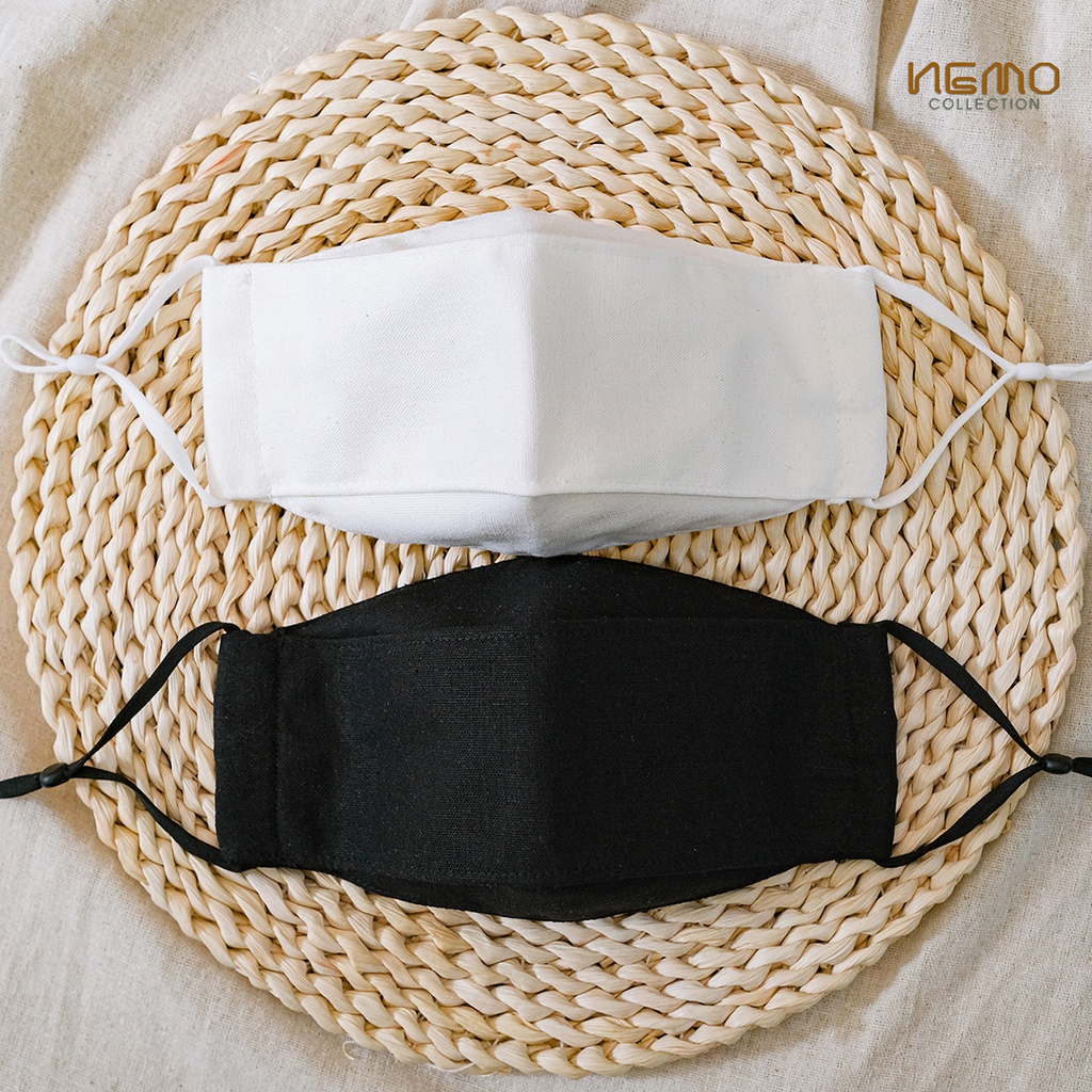 Khẩu Trang Full Linen kiểu 4D NEMO, CÓ NHIỀU MÀU, Màu Basic Thời Trang, Chống Nắng, Lọc Bụi, Thoáng Khí - KTDLN