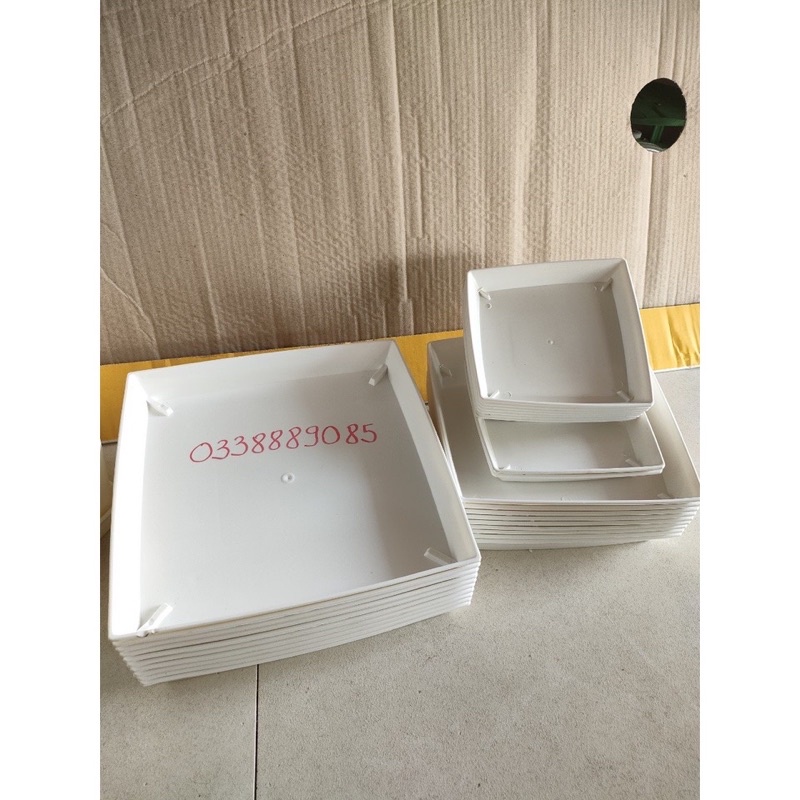 Đĩa nhựa vuông lót chậu, khẩu lót chậu vuông hoa cây cảnh đủ sezi V19, v20cm, V25 cm,V28cm