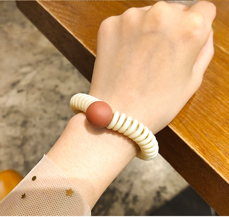 Headband Hairband Korean Large Phone Line Hair Ring Women's Simple Temperament Online Influencer Head String Morandi Beaded Seamless Hair Band