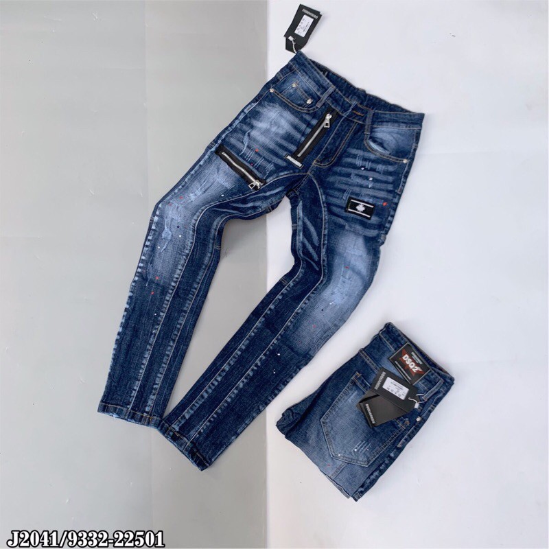 Quần bò thời trang thêu khoá mác logo DSQ