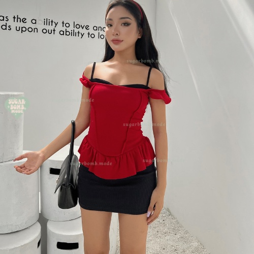 Áo Đan Dây Lưng Chân Váy Ngắn Ôm Body Gợi Cảm Đi Chơi Đi Du Lịch Vải Thun Cao Cấp Sugarbomb.mode