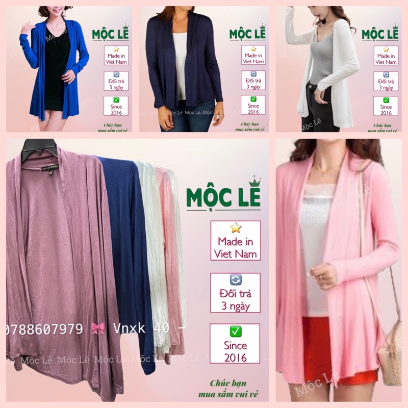 Áo khoác nhẹ cardigan thun lạnh mỏng mát vnxk xuất khẩu dư xịn