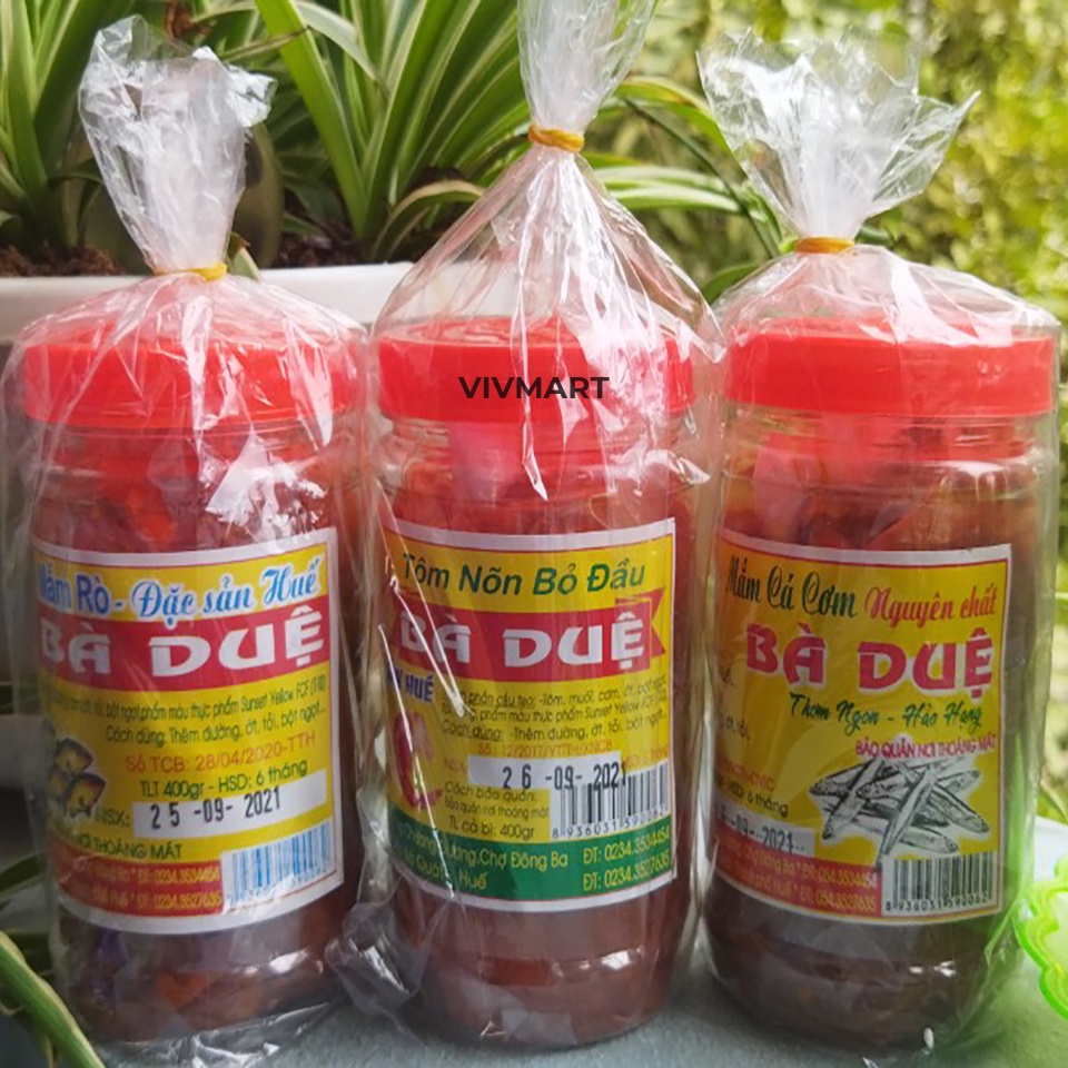 ✅ COMBO 3 ĐẶC SẢN HẢO HẠNG HUẾ - MẮM CÁ CƠM BÀ DUỆ 400G, TÔM NÕN BỎ ĐẦU BÀ DUỆ 400G,  MẮM RÒ BÀ DUỆ 400G