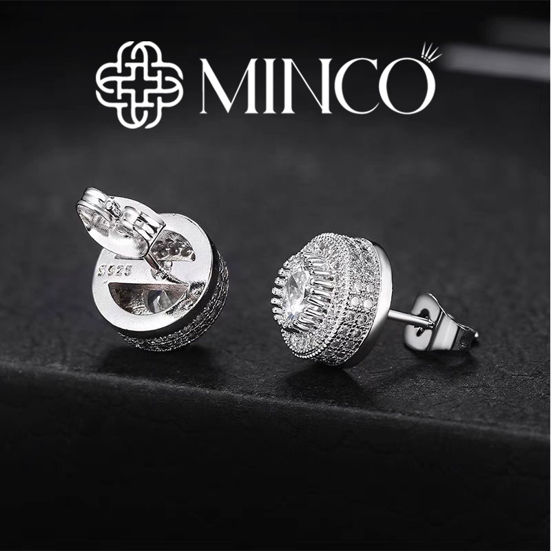 Khuyên tai nam hipster tròn full đá Minco Accessories thiết kế bao ngầu phong cách hip hop BT237 - 1 chiếc