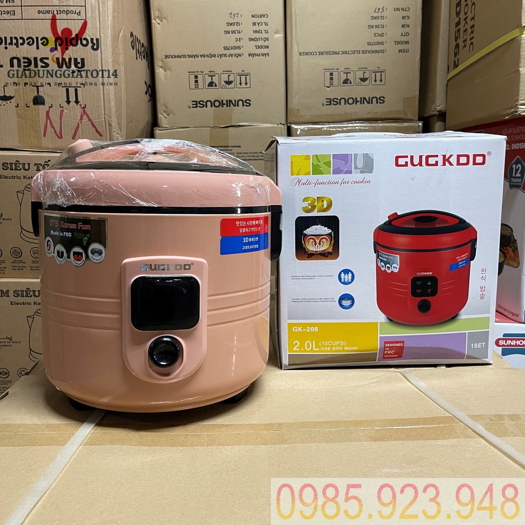 Nồi Cơm Điện GUGKDD Hàn Quốc GK-208 Dung Tích 1.2 và 2.0 Lít Lòng Siêu Dày, Nấu Cơm Ngon- bảo hành toàn quốc 12 tháng