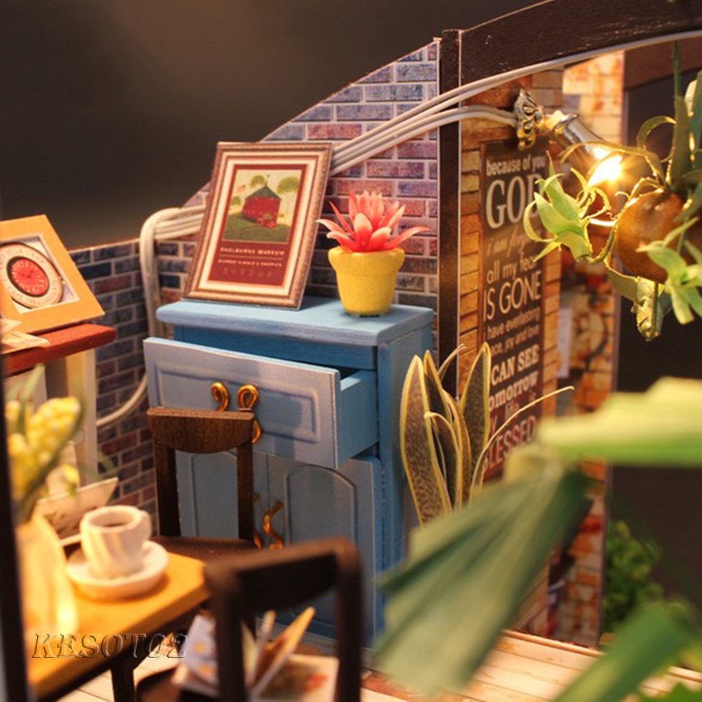 Đồ chơi đồ nội thất trang trí quán cà phê/ngôi nhà búp bê mô hình thu nhỏ DIY