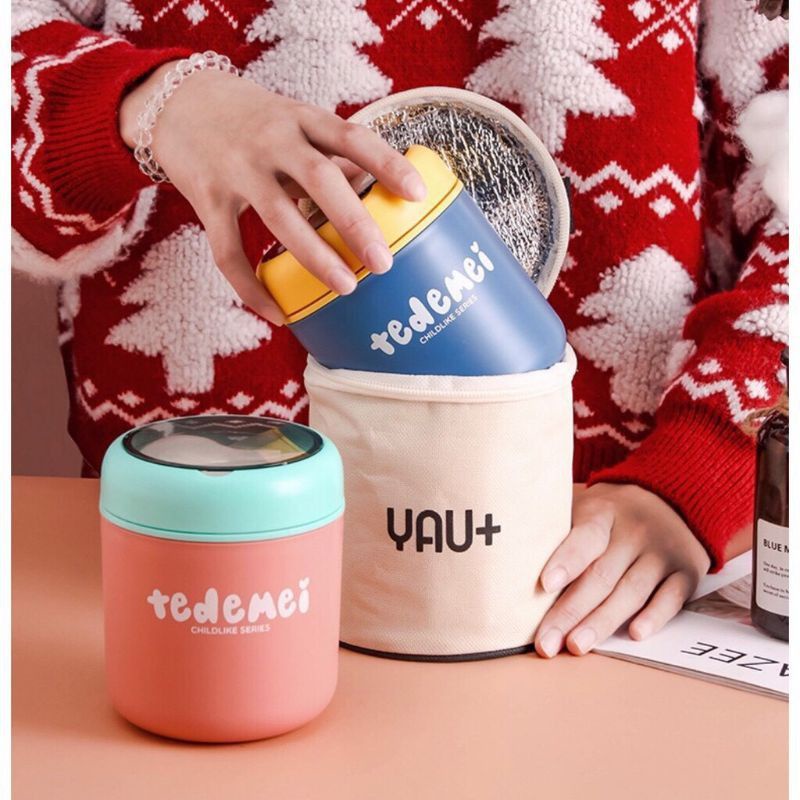 [HOT]Bình ủ cháo Dung tích 530ml kèm muỗng, Hộp ủ thức ăn cho bé