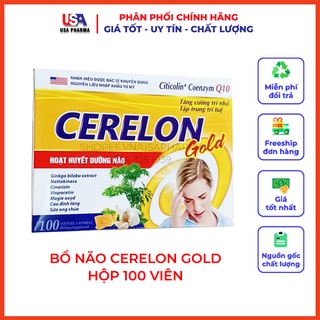 Cerelon gold - giúp hoạt huyết dưỡng não, lưu thông máu, giảm tiền đình - hộp 100 viên