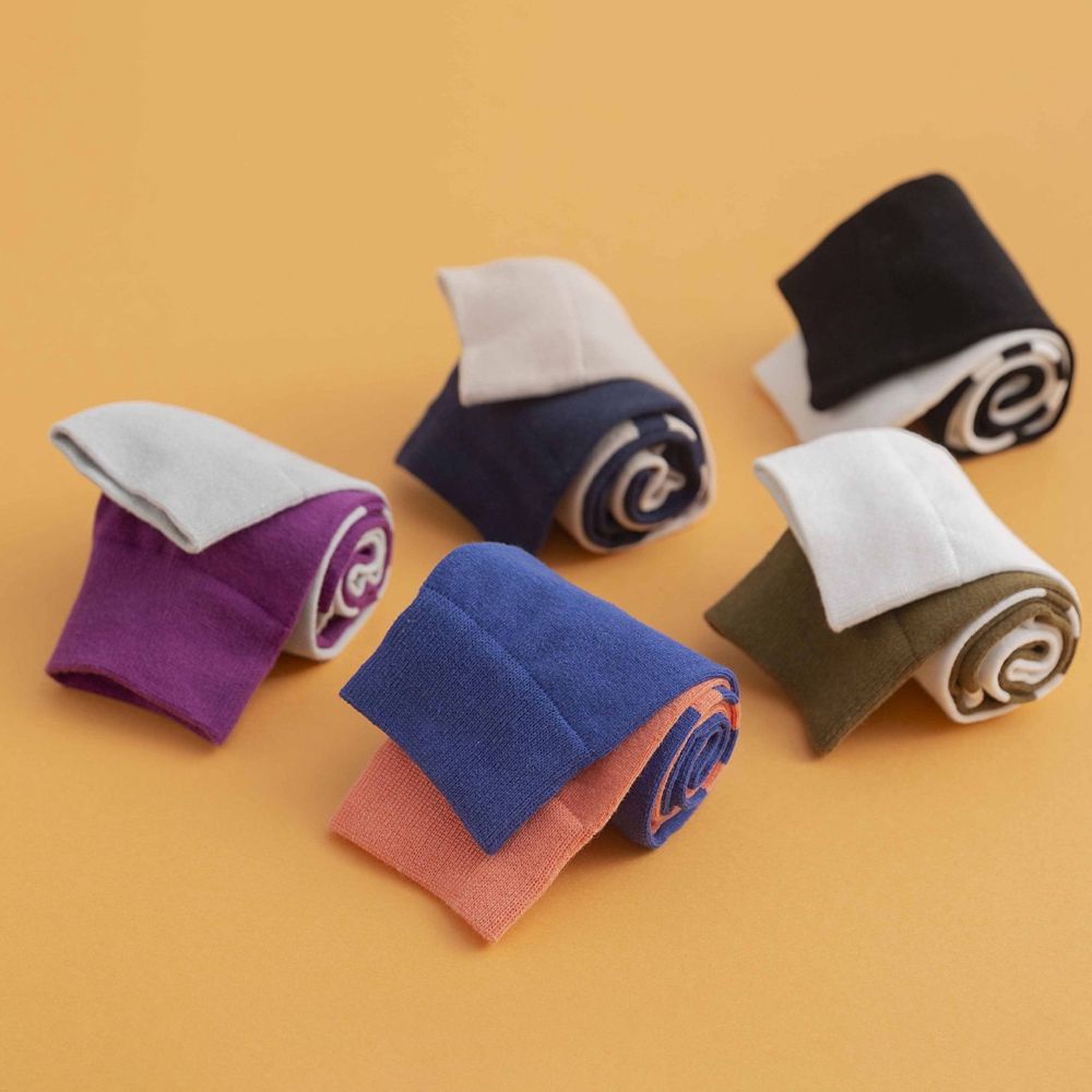 Tất ống bắp chân vải cotton màu trơn in chữ phối sọc ngọt ngào phong cách retro Nhật cho nữ