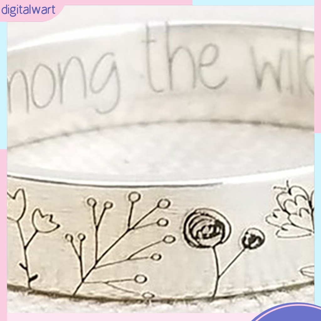 Nhẫn Hợp Kim Khắc Chữ Và Hoa Bồ Công Anh Thời Trang