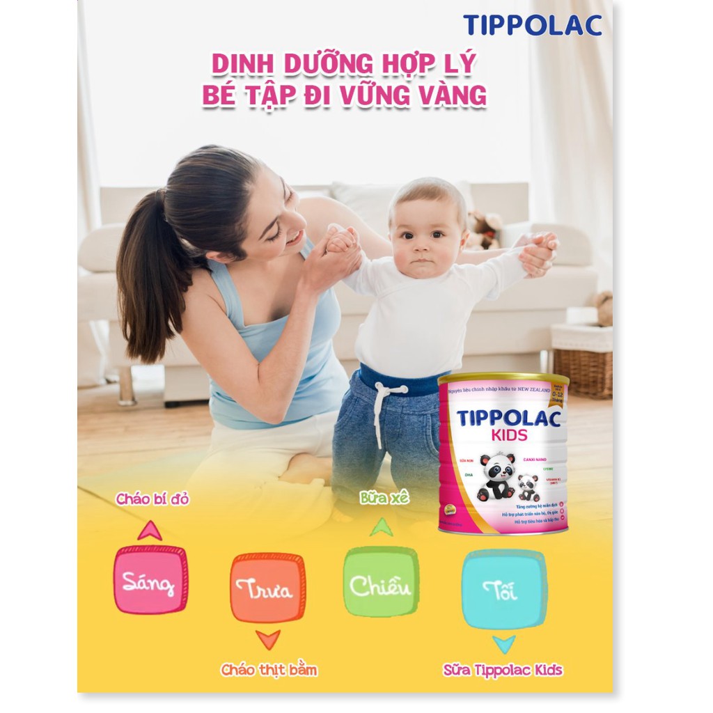 COMBO 03 HỘP SỮA CHO BÉ TỪ 0 ĐẾN 12 THÁNG TUỔI TIPPOLAC-KIDS 400g