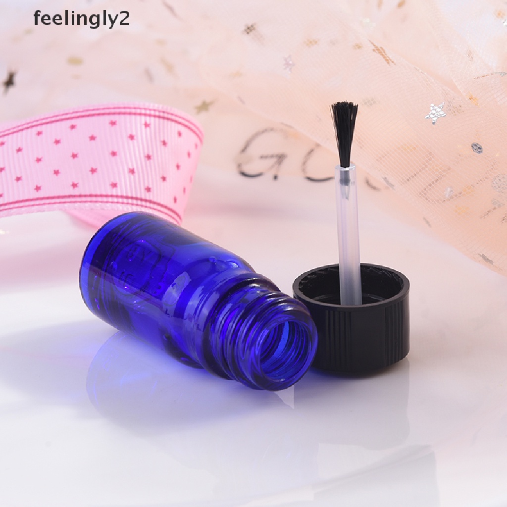Lọ Đựng Gel Sơn Móng Tay Bằng Kính Trong Suốt 5ml 4 Màu Tùy Chọn Kèm Cọ Tiện Dụng