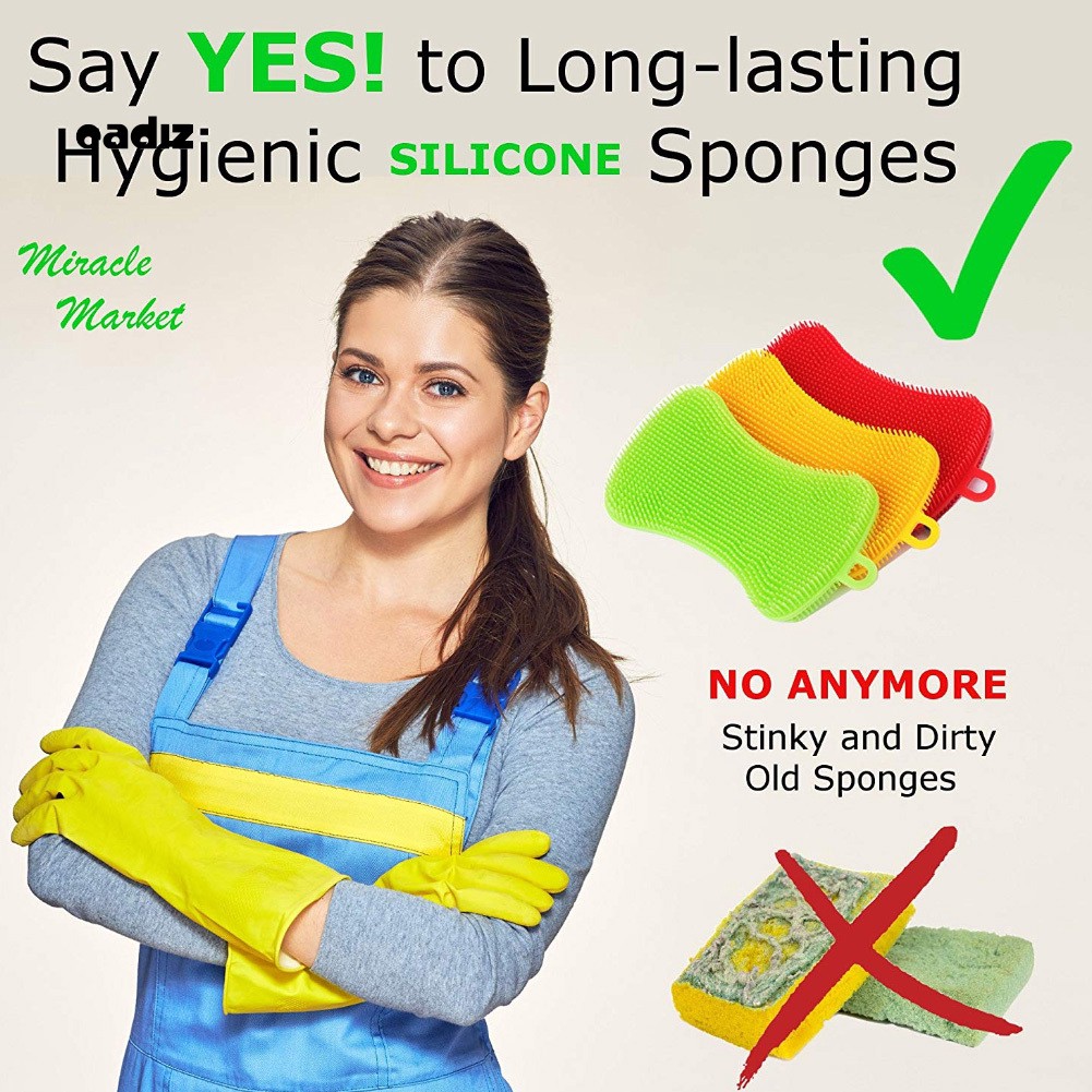 (hàng Mới Về) Set 3 Miếng Silicon Rửa Chén Hình Dáng Dễ Thương Cho Bé