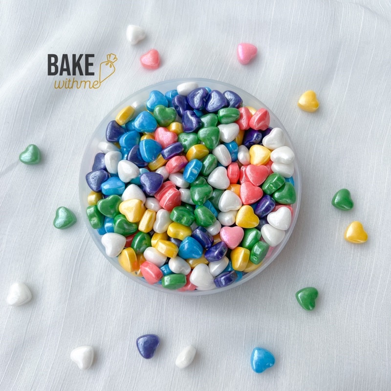 Kẹo bi đường, kẹo bông đường hình trái tim nhỏ, cốm trang trí, kẹo trang trí để trang trí bánh kem, bánh sinh nhật