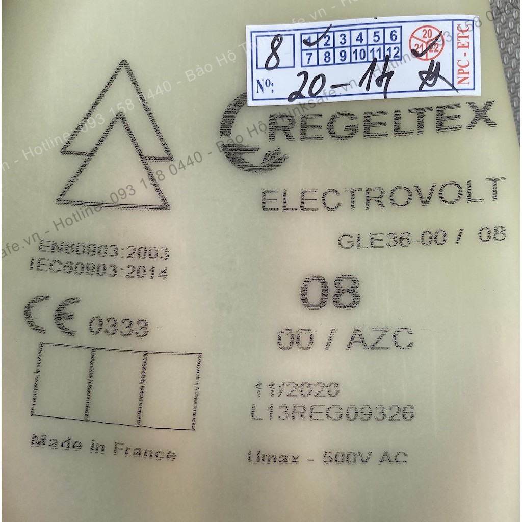 Găng tay cách điện hạ áp Regeltex Thinksafe, bao tay cách điện hạ áp 500v, đảm bảo an toàn, có giấy kiểm định từ đôi