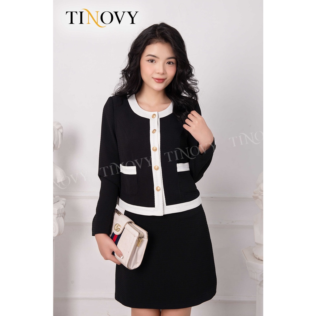 Sét Bộ Áo Croptop Chân Váy Chữ A TINOVY BO2282