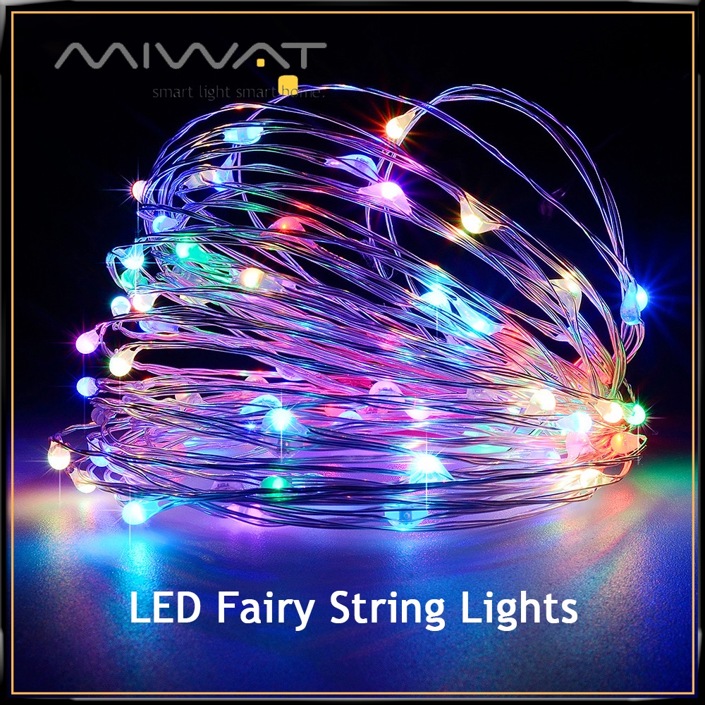 MIWAT Đèn Dây Trang Trí Giáng Sinh LED USB 2M Đèn Dây Thần Tiên Ngày Lễ Dây Đồng Đèn Dây Trang Trí Vòng Hoa Tiệc Giáng Sinh Đám Cưới