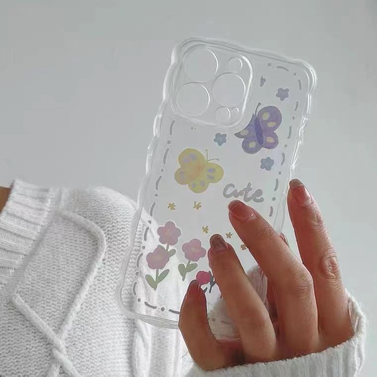 Ốp Điện Thoại Họa Tiết Hoa Và Bướm Cho Iphone 13 Pro Max 12/ 11/ XS/ XR/ X/ 8/ 7/ 6/