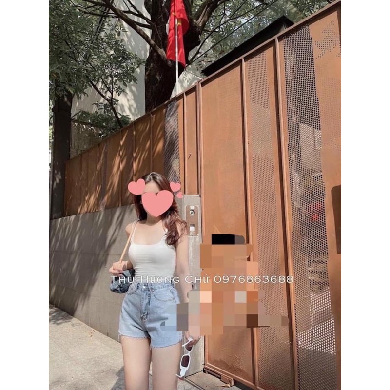 Áo ba lỗ trơn croptop nữ cổ vuông Sammivnxk💋Áo tank hai dây bản to nữ{free ship}