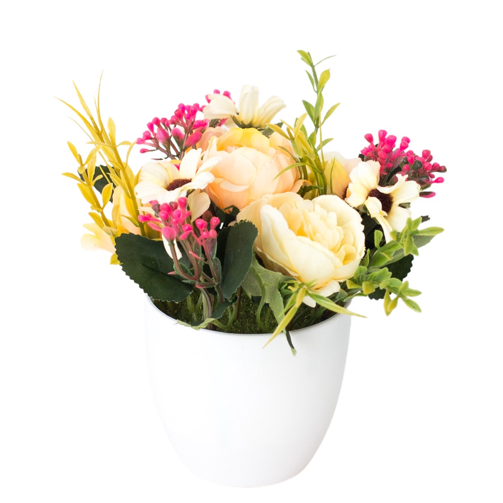 Chậu hoa nhân tạo nhiều màu sắc trang trí nhà ở đẹp mắt