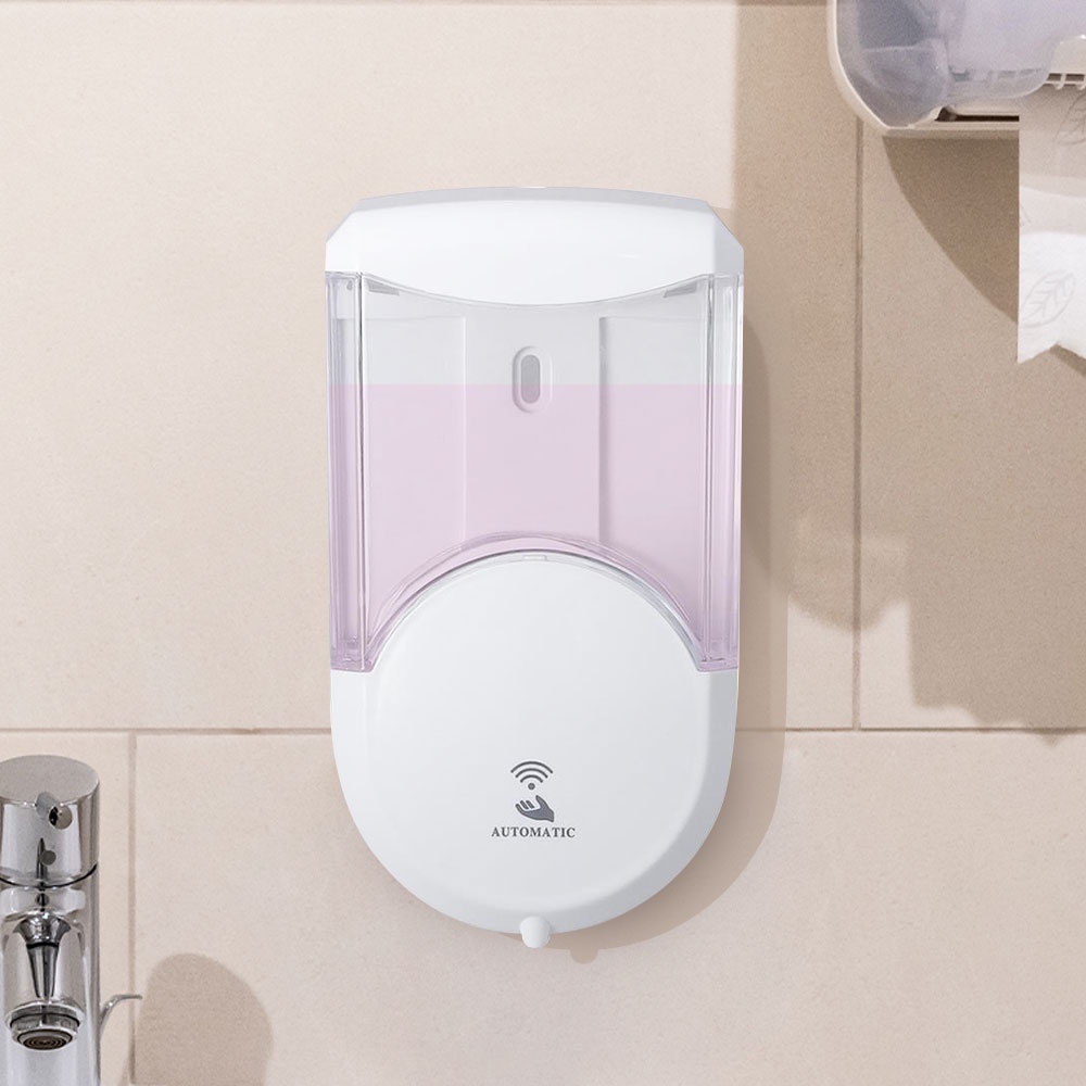 HomeBase MOYA Bình đựng dầu gội, sữa tắm treo tường cảm ứng 600ML N11.5xS8xC20cm màu trắng trong