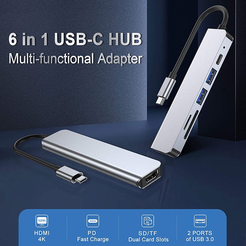 HUB chuyển đổi KCO H260 cổng USB C 3.0 sang HDMI video 4K hỗ trợ SD/TF MicroSD cho laptop/máy tính/NS Switch/MacBook