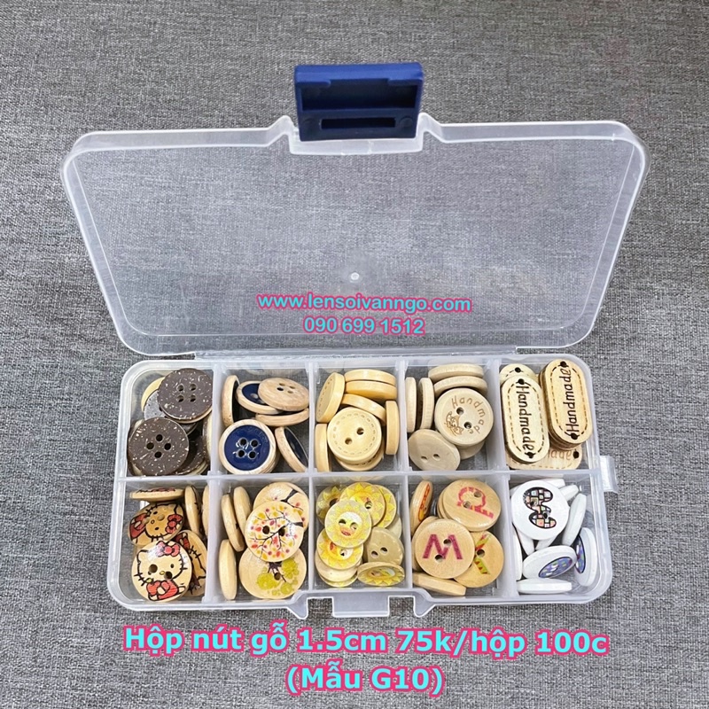 Hộp 100 cái nút gỗ 1.5cm
